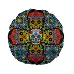 Sugar Skulls   Patterned 15  Premium Round Cushion 