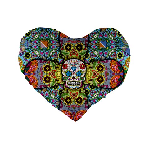 Sugar Skulls   Patterned 16  Premium Heart Shape Cushion  from ArtsNow.com Front