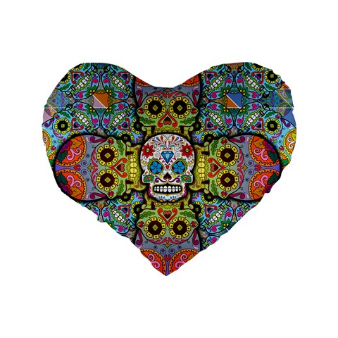 Sugar Skulls   Patterned 16  Premium Heart Shape Cushion  from ArtsNow.com Back