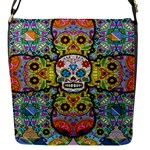 Sugar Skulls   Patterned Flap Closure Messenger Bag (Small)