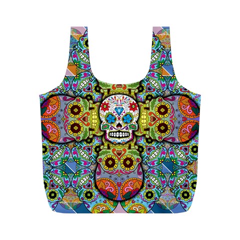 Sugar Skulls   Patterned Full Print Recycle Bag (M) from ArtsNow.com Front