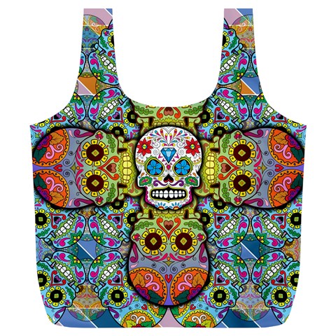 Sugar Skulls   Patterned Full Print Recycle Bag (XL) from ArtsNow.com Back
