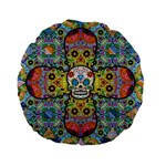 Sugar Skulls   Patterned 15  Premium Flano Round Cushion 