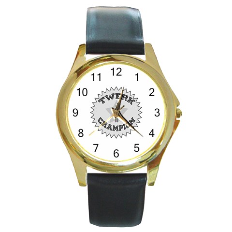 Twerk Champion Round Gold Metal Watch from ArtsNow.com Front
