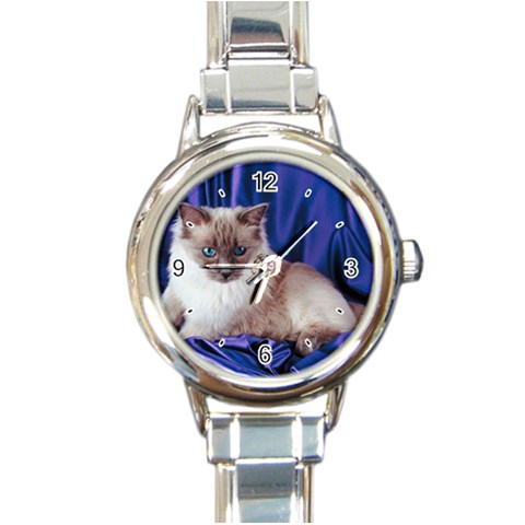 Rag Doll Cat D4 Round Italian Charm Watch from ArtsNow.com Front