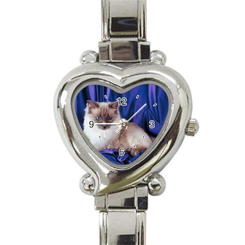 Rag Doll Cat D4 Heart Italian Charm Watch from ArtsNow.com Front