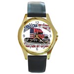 American Round Gold Metal Watch