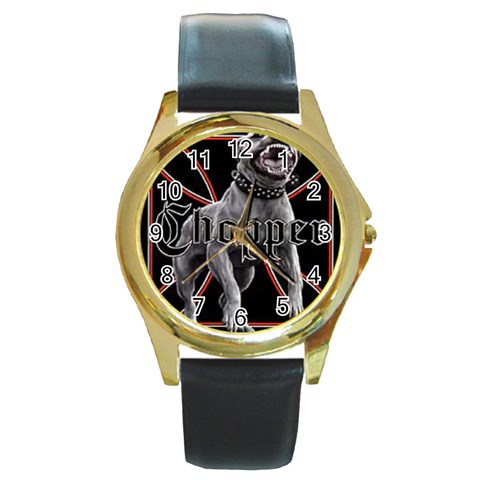 Dog Round Gold Metal Watch from ArtsNow.com Front