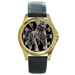 Dog Round Gold Metal Watch