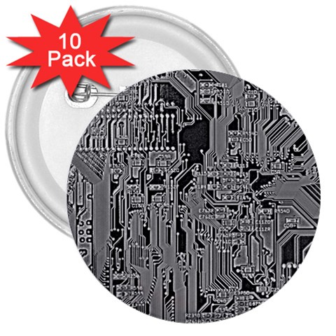 Circuit 3  Button (10 pack) from ArtsNow.com Front