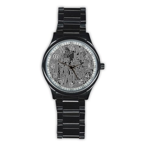 Circuit Men s Stainless Steel Round Dial Analog Watch from ArtsNow.com Front