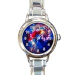 Colorful Cosmos Round Italian Charm Watch