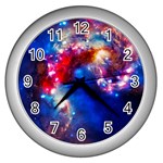 Colorful Cosmos Wall Clock (Silver)