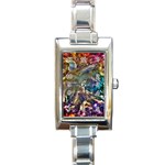 Colorful Cosmos Rectangular Italian Charm Watch