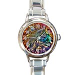 Colorful Cosmos Round Italian Charm Watch