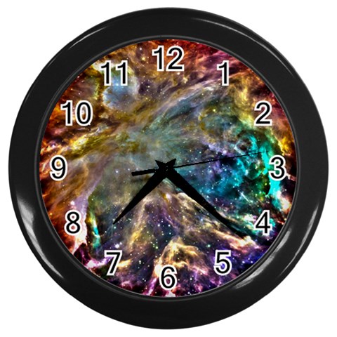 Colorful Cosmos Wall Clock (Black) from ArtsNow.com Front