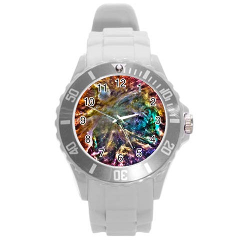 Colorful Cosmos Round Plastic Sport Watch Large from ArtsNow.com Front