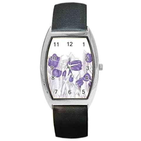 flowers1 Barrel Style Metal Watch from ArtsNow.com Front