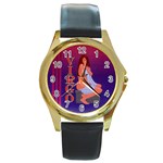 Virgo Round Gold Metal Watch