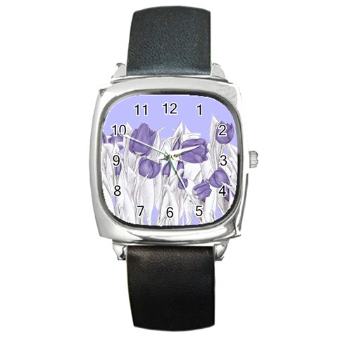 flowers1 p1 Square Metal Watch from ArtsNow.com Front