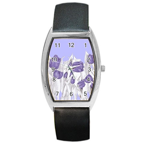 flowers1 p1 Barrel Style Metal Watch from ArtsNow.com Front