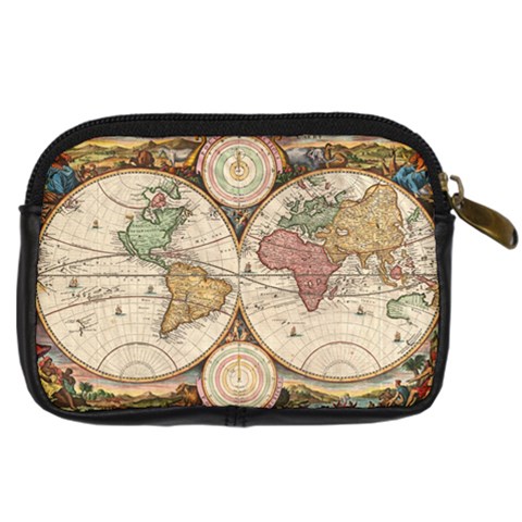 1730 Stoopendaal Map Of The World In Two Hemispheres   Geographicus   Wereltcaert Stoopendaal 1730 Digital Camera Leather Case from ArtsNow.com Back