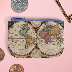 1730 Stoopendaal Map Of The World In Two Hemispheres   Geographicus   Wereltcaert Stoopendaal 1730 Mini Coin Purse from ArtsNow.com Front