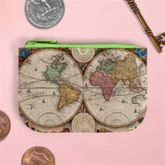 1730 Stoopendaal Map Of The World In Two Hemispheres   Geographicus   Wereltcaert Stoopendaal 1730 Mini Coin Purse from ArtsNow.com Front