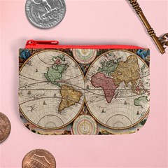 1730 Stoopendaal Map Of The World In Two Hemispheres   Geographicus   Wereltcaert Stoopendaal 1730 Mini Coin Purse from ArtsNow.com Front