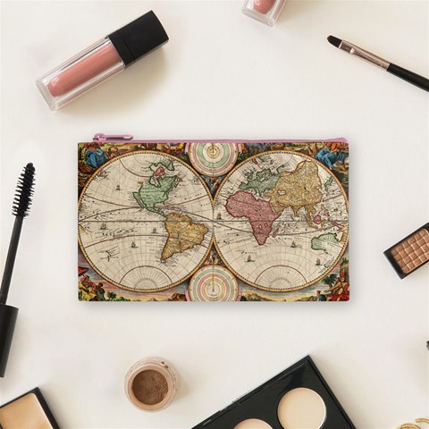 1730 Stoopendaal Map Of The World In Two Hemispheres   Geographicus   Wereltcaert Stoopendaal 1730 Cosmetic Bag (Small) from ArtsNow.com Front