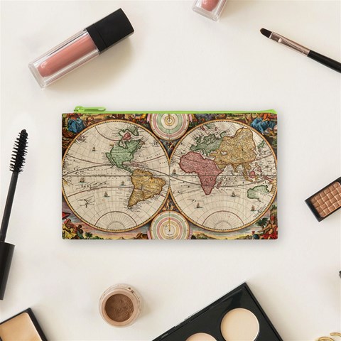 1730 Stoopendaal Map Of The World In Two Hemispheres   Geographicus   Wereltcaert Stoopendaal 1730 Cosmetic Bag (Small) from ArtsNow.com Front