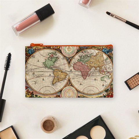 1730 Stoopendaal Map Of The World In Two Hemispheres   Geographicus   Wereltcaert Stoopendaal 1730 Cosmetic Bag (Small) from ArtsNow.com Front