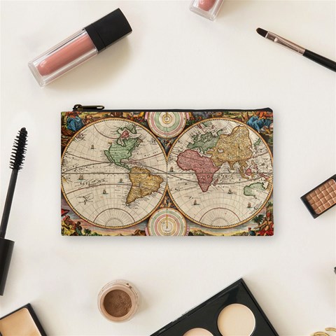 1730 Stoopendaal Map Of The World In Two Hemispheres   Geographicus   Wereltcaert Stoopendaal 1730 Cosmetic Bag (Small) from ArtsNow.com Front