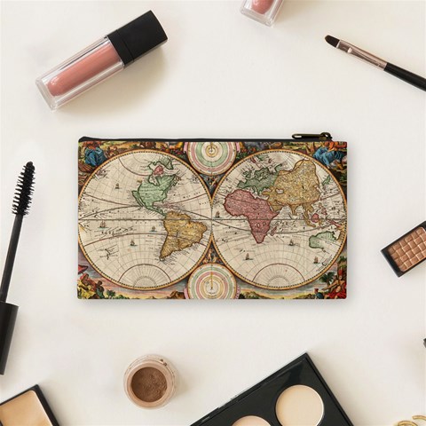 1730 Stoopendaal Map Of The World In Two Hemispheres   Geographicus   Wereltcaert Stoopendaal 1730 Cosmetic Bag (Small) from ArtsNow.com Back