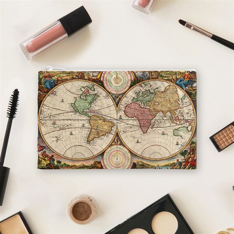 1730 Stoopendaal Map Of The World In Two Hemispheres   Geographicus   Wereltcaert Stoopendaal 1730 Cosmetic Bag (Medium) from ArtsNow.com Front