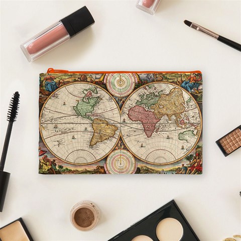 1730 Stoopendaal Map Of The World In Two Hemispheres   Geographicus   Wereltcaert Stoopendaal 1730 Cosmetic Bag (Medium) from ArtsNow.com Front