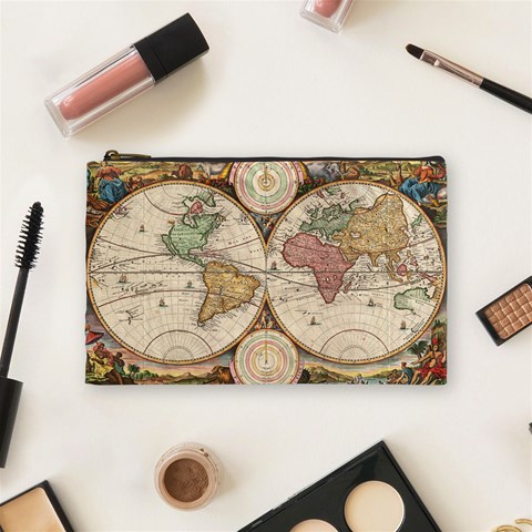 1730 Stoopendaal Map Of The World In Two Hemispheres   Geographicus   Wereltcaert Stoopendaal 1730 Cosmetic Bag (Medium) from ArtsNow.com Front