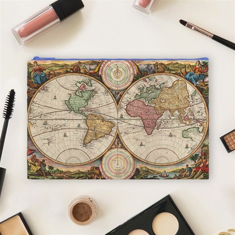 1730 Stoopendaal Map Of The World In Two Hemispheres   Geographicus   Wereltcaert Stoopendaal 1730 Cosmetic Bag (Large) from ArtsNow.com Front