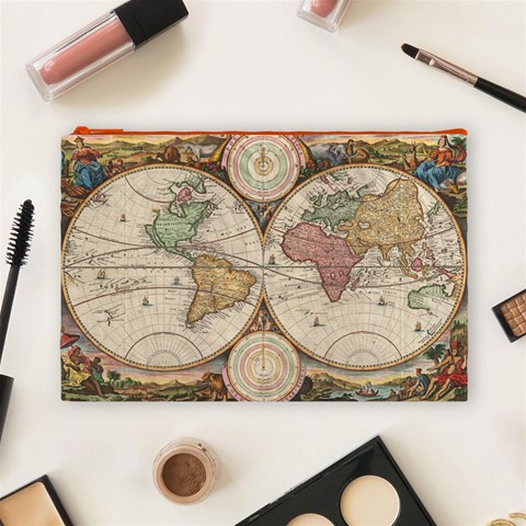 1730 Stoopendaal Map Of The World In Two Hemispheres   Geographicus   Wereltcaert Stoopendaal 1730 Cosmetic Bag (Large) from ArtsNow.com Front