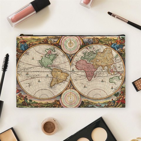 1730 Stoopendaal Map Of The World In Two Hemispheres   Geographicus   Wereltcaert Stoopendaal 1730 Cosmetic Bag (Large) from ArtsNow.com Front