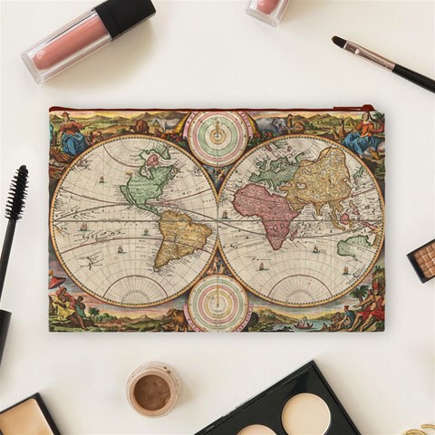 1730 Stoopendaal Map Of The World In Two Hemispheres   Geographicus   Wereltcaert Stoopendaal 1730 Cosmetic Bag (Large) from ArtsNow.com Back