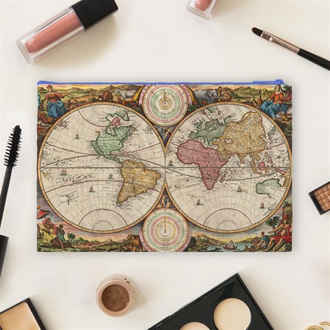 1730 Stoopendaal Map Of The World In Two Hemispheres   Geographicus   Wereltcaert Stoopendaal 1730 Cosmetic Bag (Large) from ArtsNow.com Back