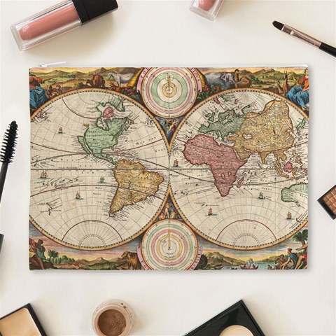 1730 Stoopendaal Map Of The World In Two Hemispheres   Geographicus   Wereltcaert Stoopendaal 1730 Cosmetic Bag (XL) from ArtsNow.com Front