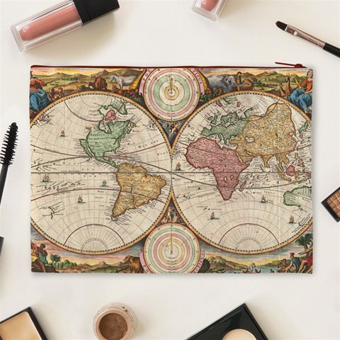 1730 Stoopendaal Map Of The World In Two Hemispheres   Geographicus   Wereltcaert Stoopendaal 1730 Cosmetic Bag (XL) from ArtsNow.com Back