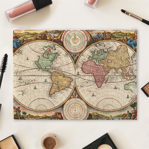 1730 Stoopendaal Map Of The World In Two Hemispheres   Geographicus   Wereltcaert Stoopendaal 1730 Cosmetic Bag (XL) from ArtsNow.com Back