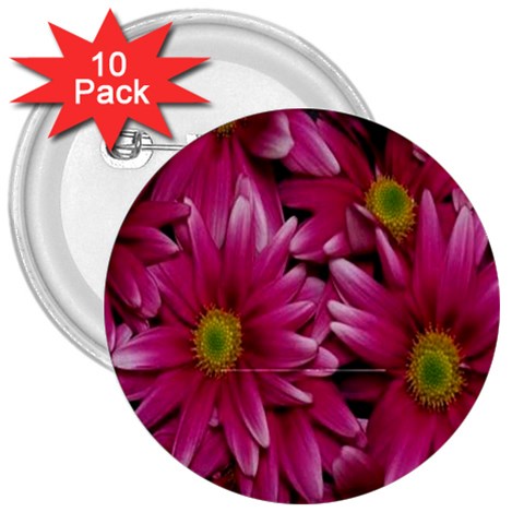 Pink Flowers 3  Button (10 pack) from ArtsNow.com Front