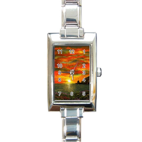 Alyssa s Sunset Rectangular Italian Charm Watch from ArtsNow.com Front