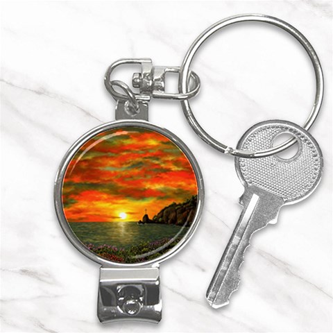 Alyssa s Sunset Nail Clippers Key Chain from ArtsNow.com Front