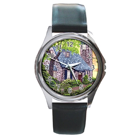 Essex Lighthouse   Ave Hurley   Pillow Round Metal Watch from ArtsNow.com Front