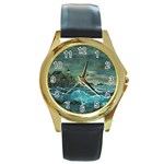 Hobsons  Lighthouse - Ave Hurley -  Round Gold Metal Watch